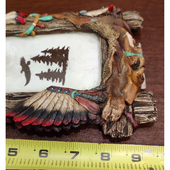 Rustic Native American Motif Resin Picture Frame Chief Cow Head Hide 7x9" Decor - Picture 14 of 15